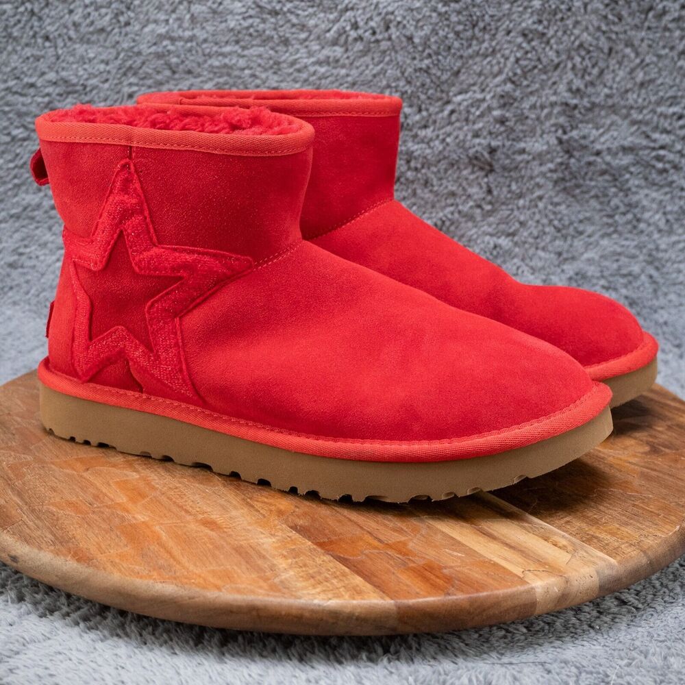 UGG Red Suede Star Short Shearling Booties